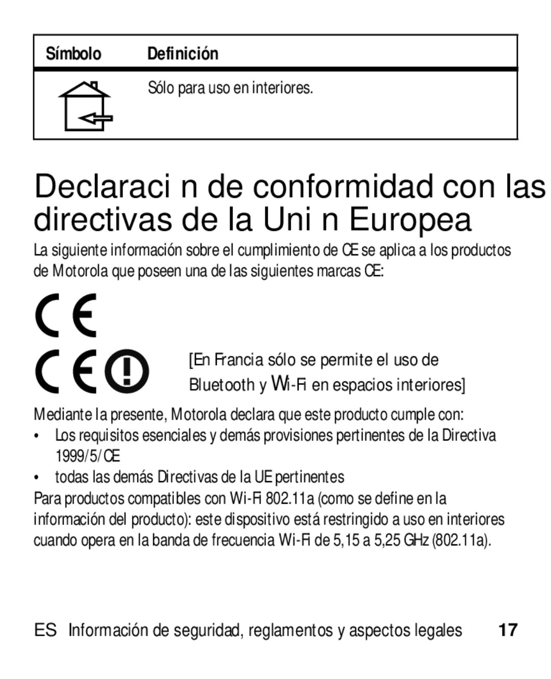 Motorola HK110 manual Sólo para uso en interiores, En Francia sólo se permite el uso de 