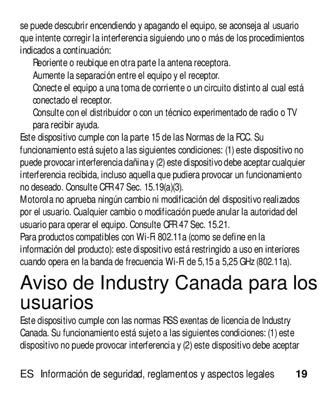 Motorola HK110 manual Aviso de Industry Canada para los usuarios, Aumente la separación entre el equipo y el receptor 
