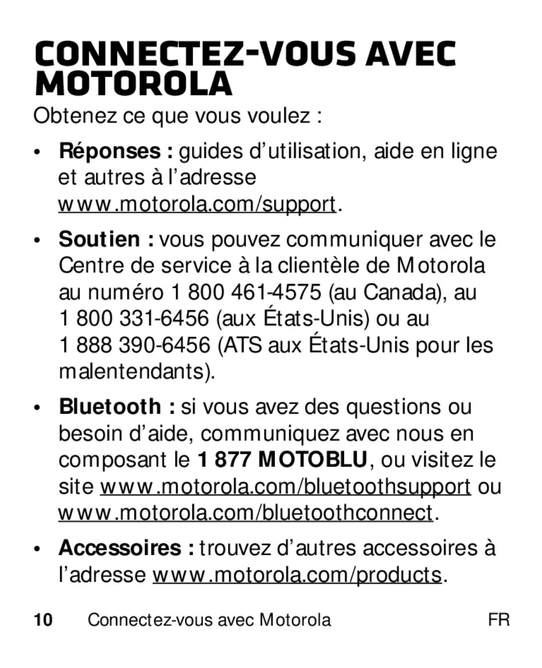 Motorola HK110 manual Connectez-vous avec Motorola, Obtenez ce que vous voulez 