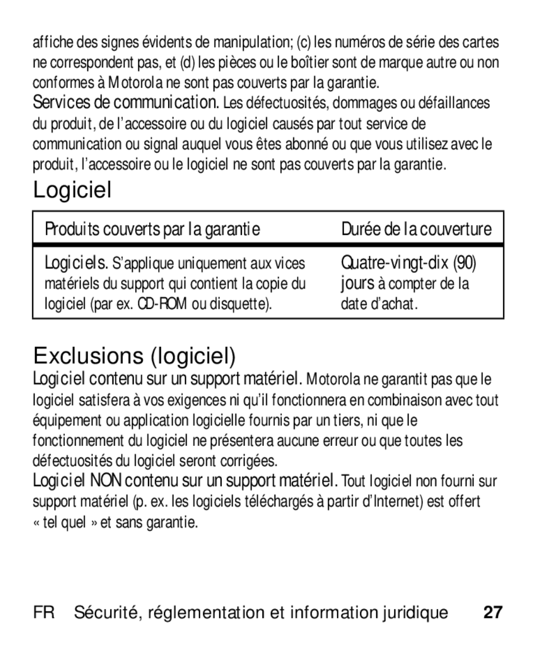 Motorola HK110 manual Logiciel, Date d’achat 