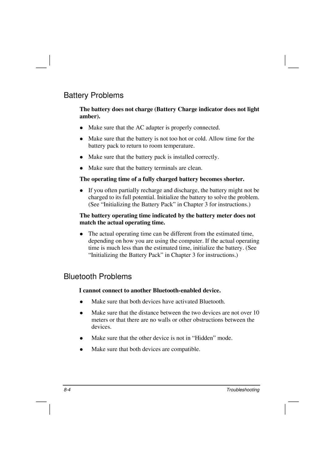 Motorola HK1223 manual Battery Problems, Bluetooth Problems 