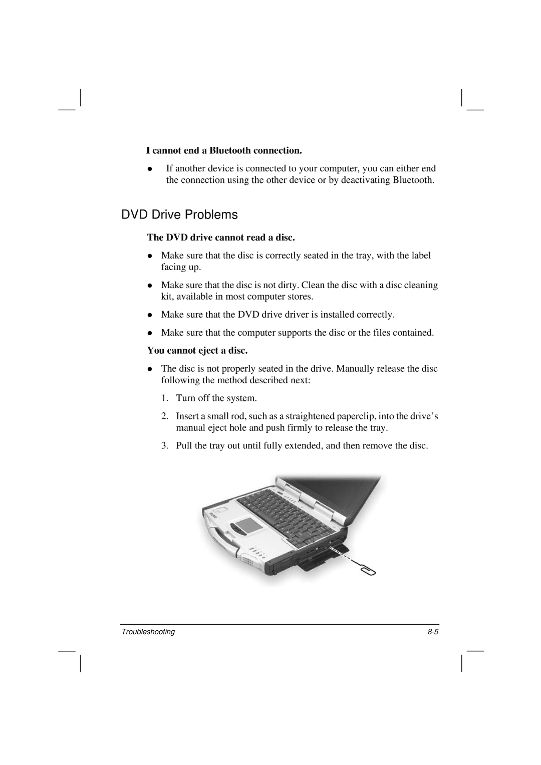 Motorola HK1223 manual DVD Drive Problems, Cannot end a Bluetooth connection 