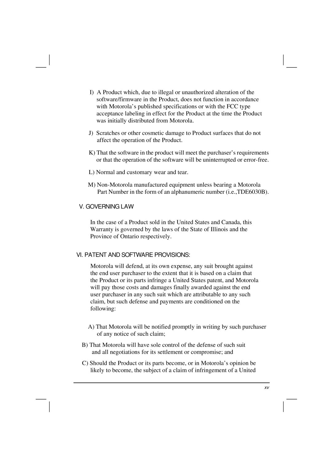 Motorola HK1223 manual Governing LAW 