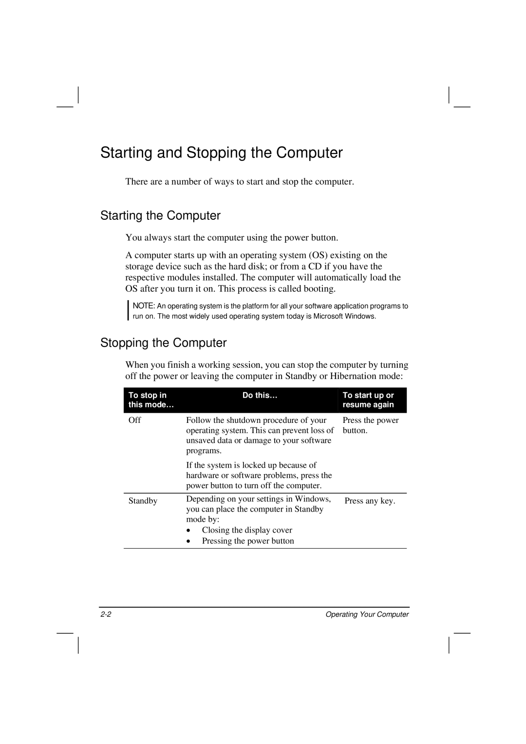 Motorola HK1223 manual Starting and Stopping the Computer, Starting the Computer 