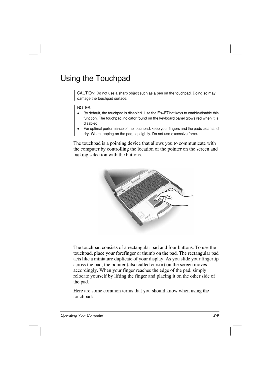 Motorola HK1223 manual Using the Touchpad 