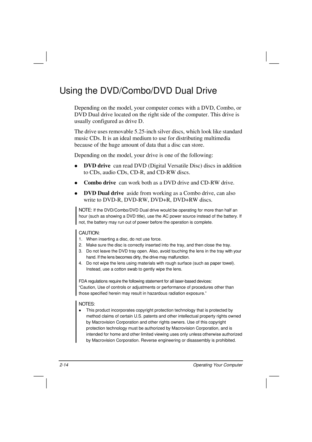 Motorola HK1223 manual Using the DVD/Combo/DVD Dual Drive 