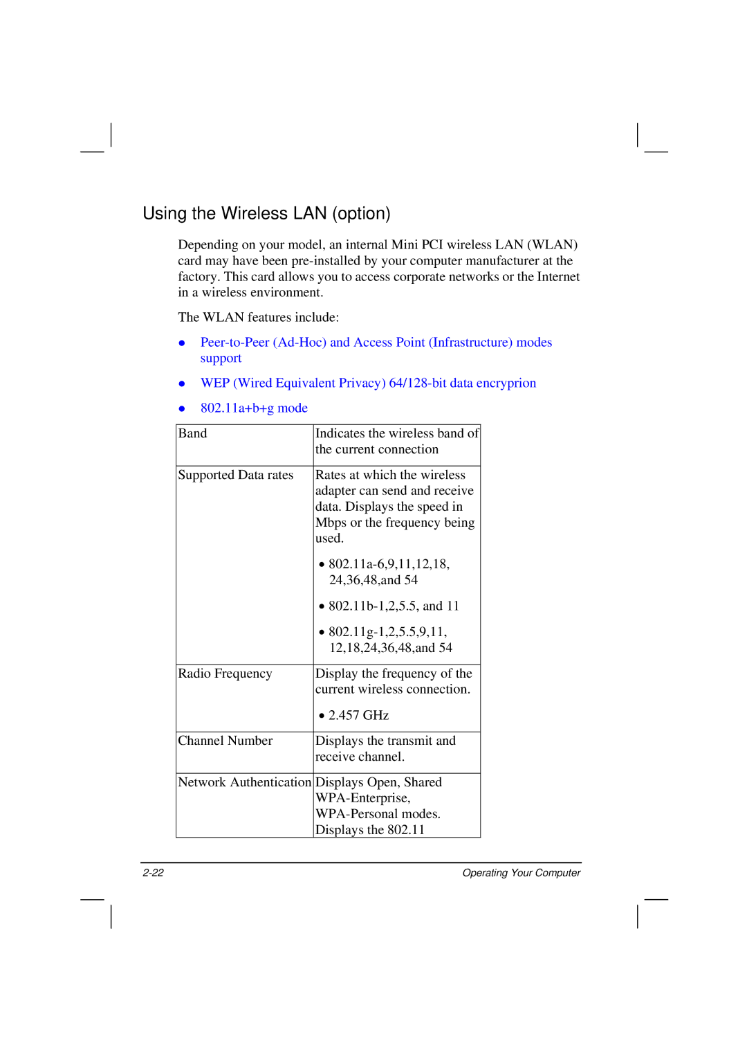 Motorola HK1223 manual Using the Wireless LAN option 