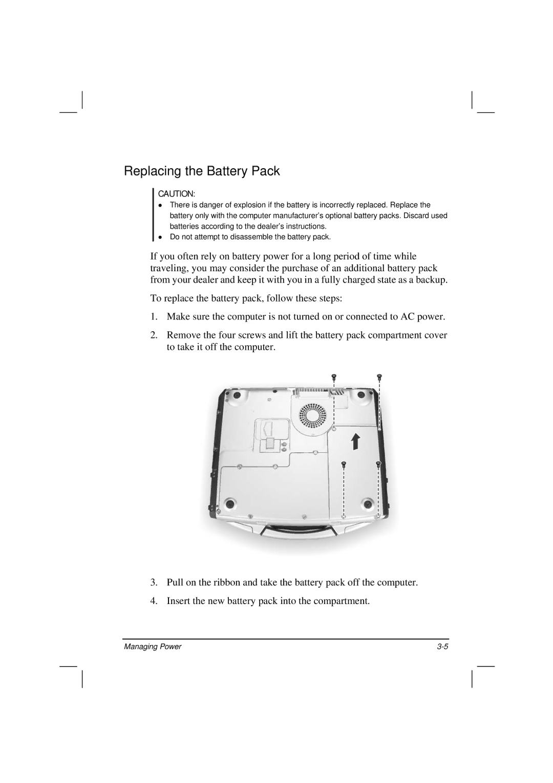 Motorola HK1223 manual Replacing the Battery Pack 