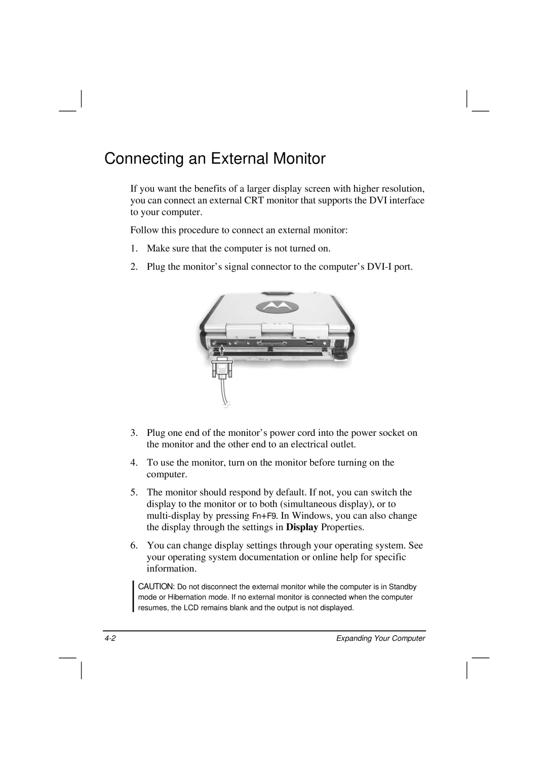 Motorola HK1223 manual Connecting an External Monitor 