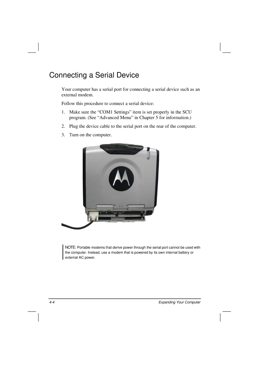 Motorola HK1223 manual Connecting a Serial Device 