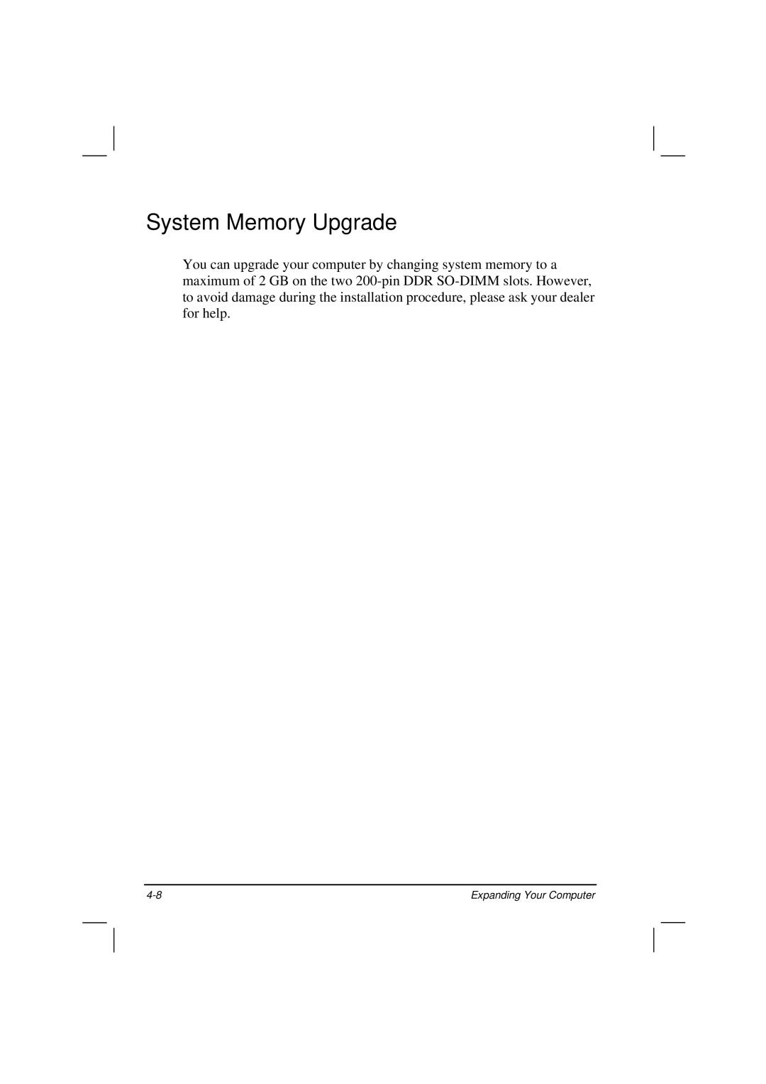 Motorola HK1223 manual System Memory Upgrade 