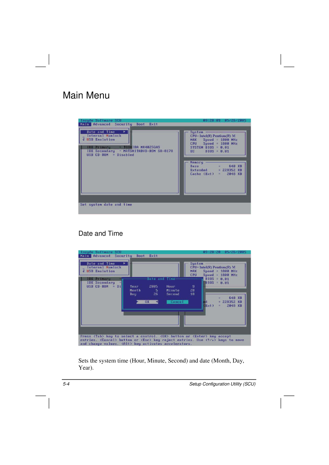 Motorola HK1223 manual Main Menu, Date and Time 