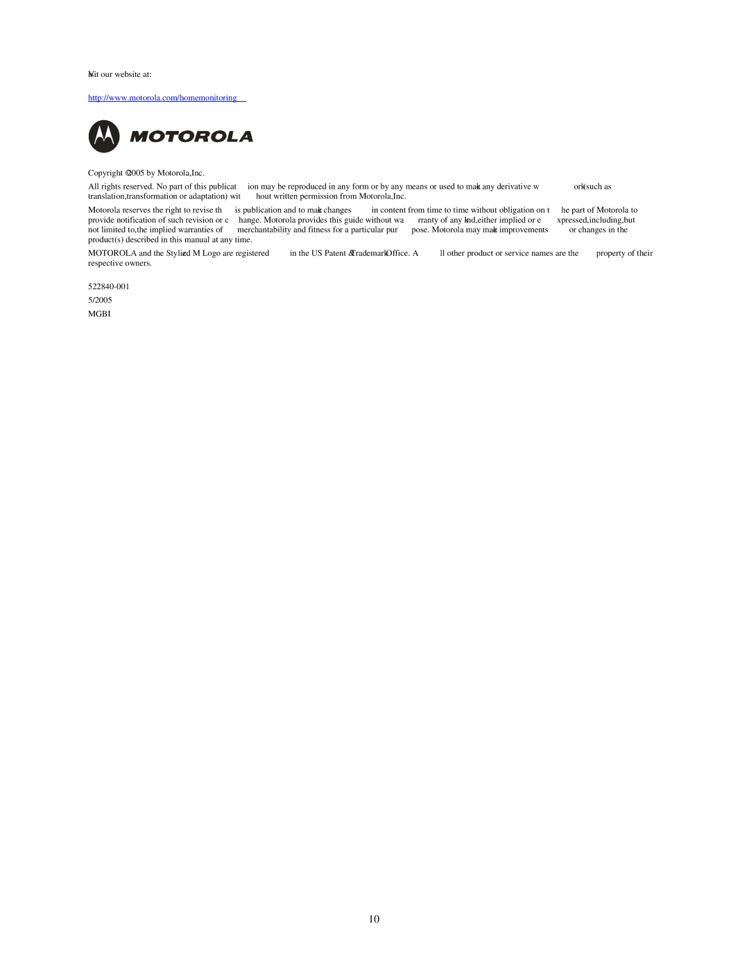 Motorola HMVC3050 manual Mgbi 