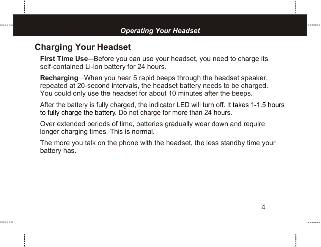 Motorola HS801 manual Charging Your Headset 