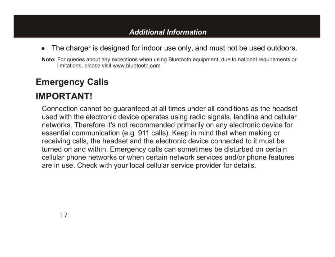 Motorola HS801 manual Emergency Calls 