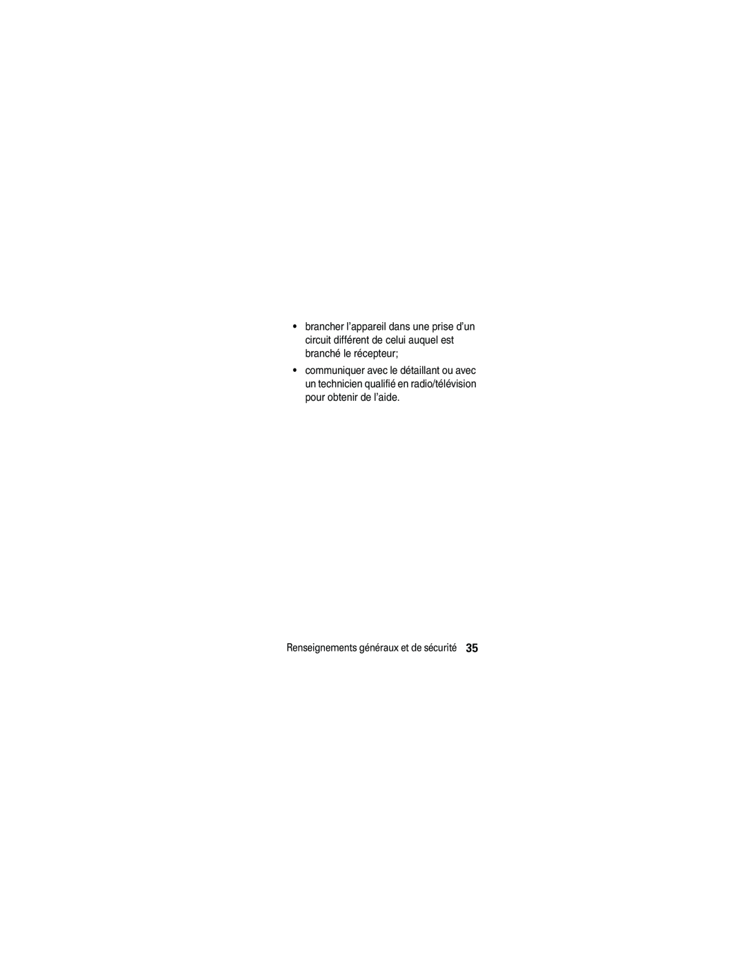 Motorola HS805 manual Renseignements généraux et de sécurité 