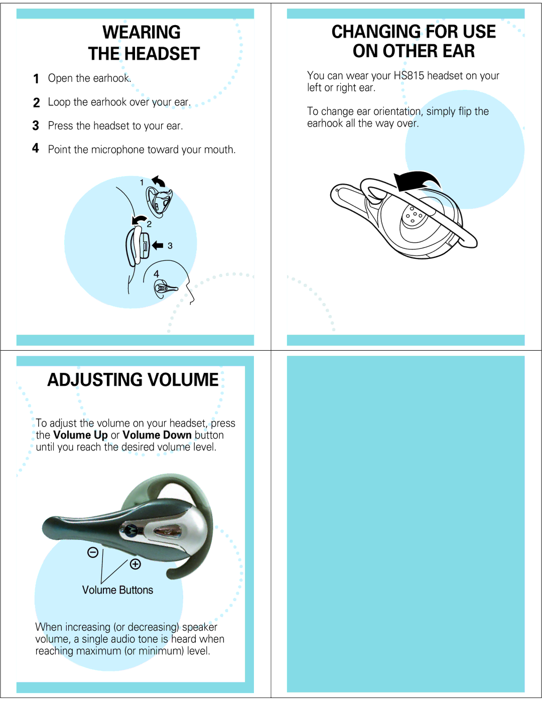 Motorola HS815 manual On Other EAR, Adjusting Volume 