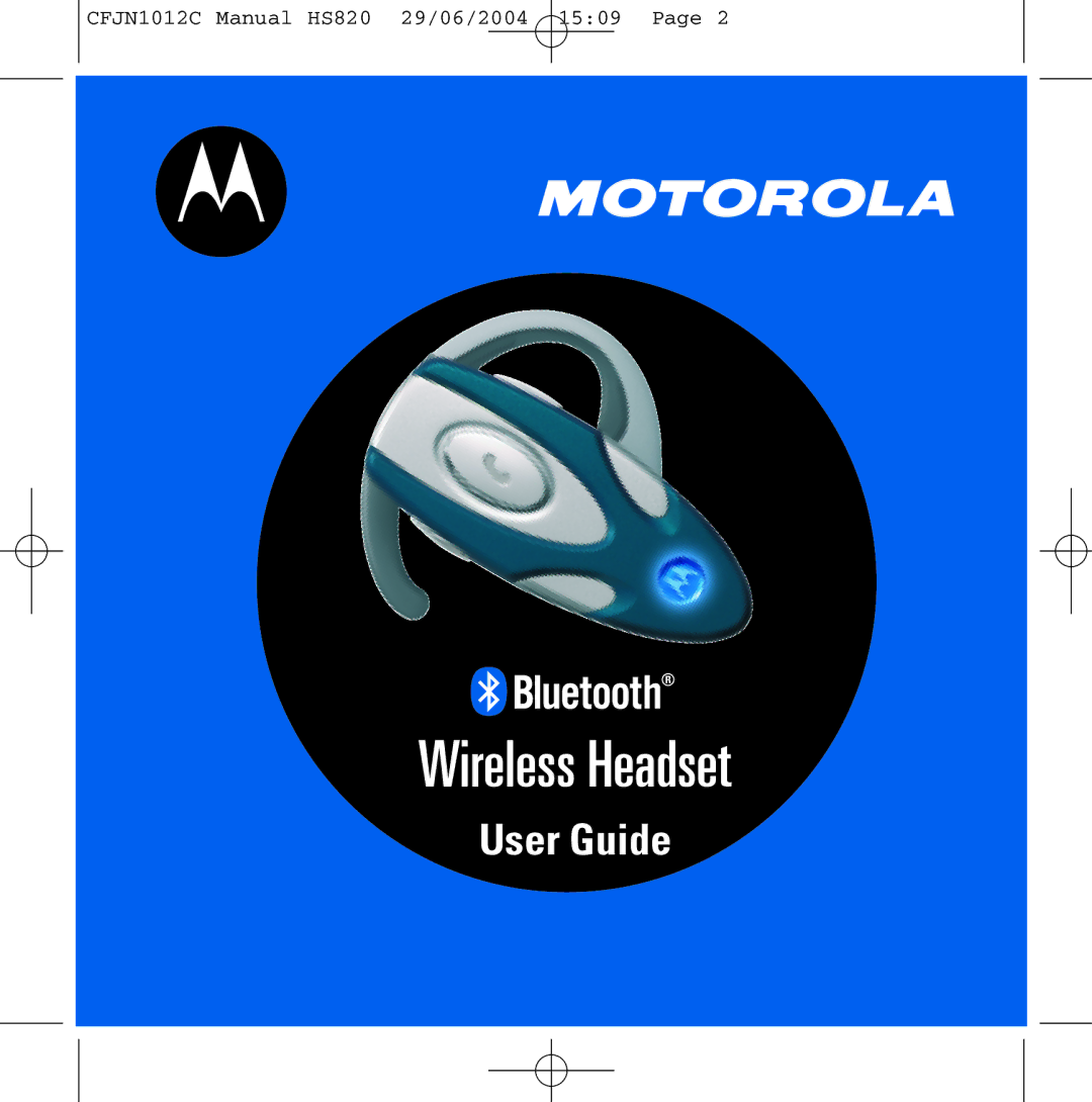 Motorola HS820 manual Wireless Headset 