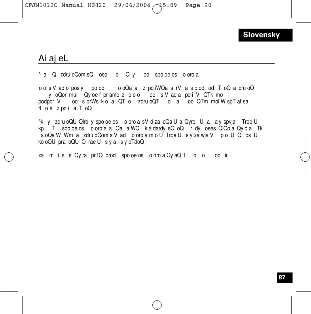 Motorola HS820 manual Vitajte 