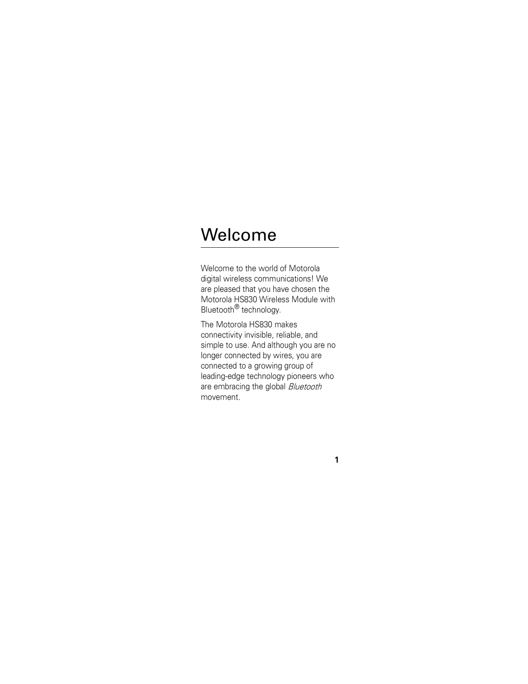 Motorola HS830 manual Welcome 