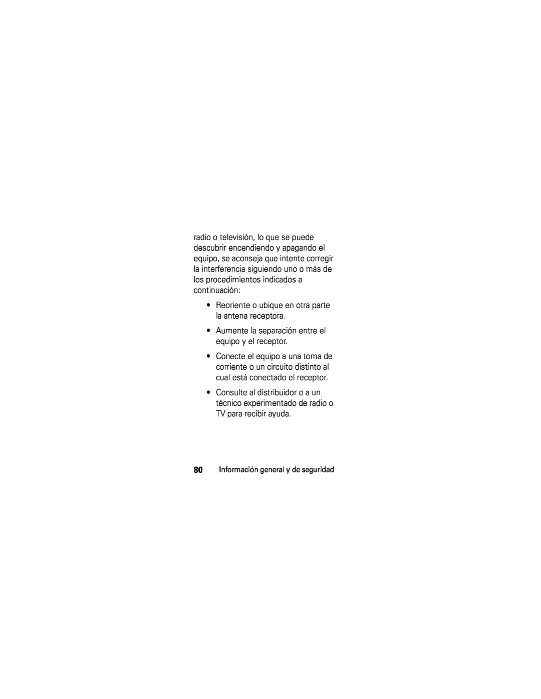 Motorola HS850 manual 80Información general y de seguridad 