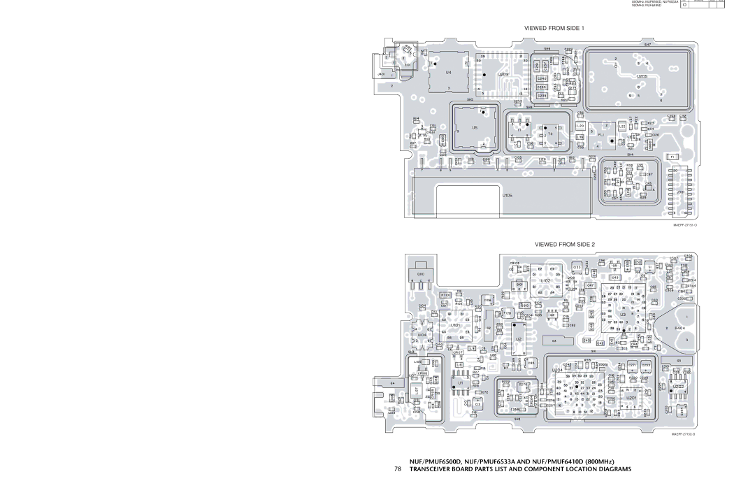 Motorola HT 1000 service manual Transceiver Board Parts List and Component Location Diagrams 