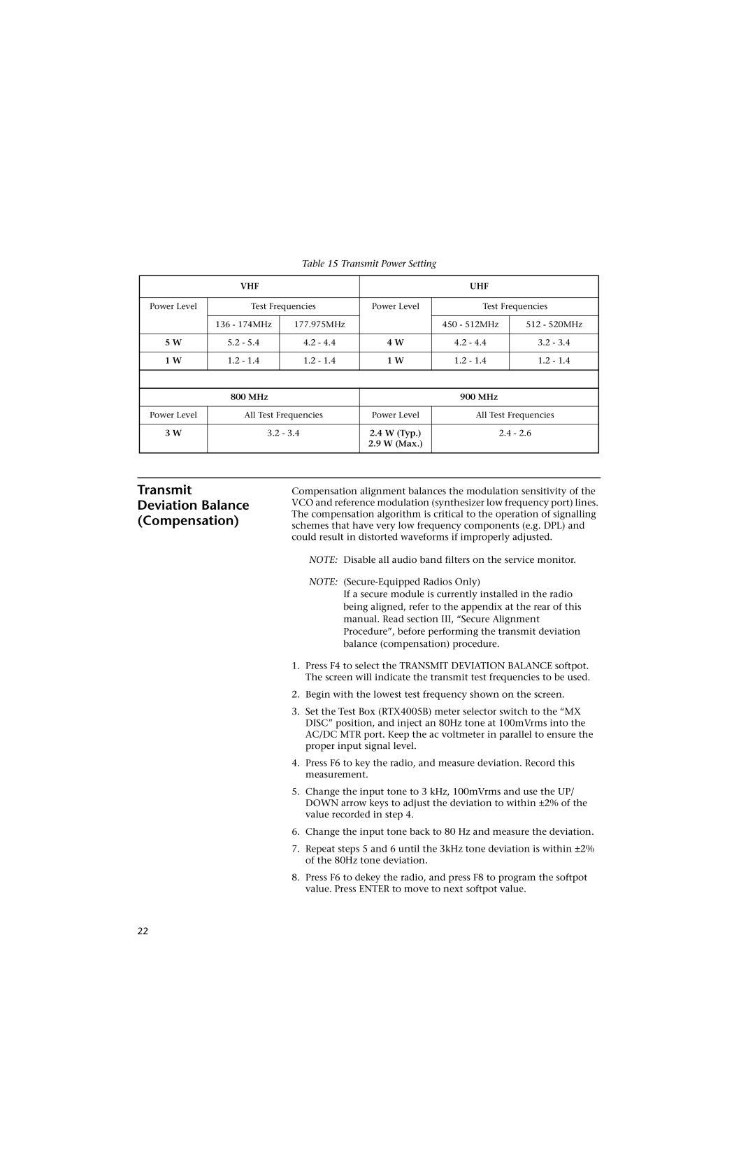 Motorola HT 1000 service manual Transmit Power Setting, Vhf Uhf 