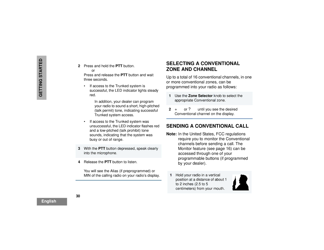 Motorola HT1250LS+ manual Selecting a Conventional Zone and Channel, Sending a Conventional Call 