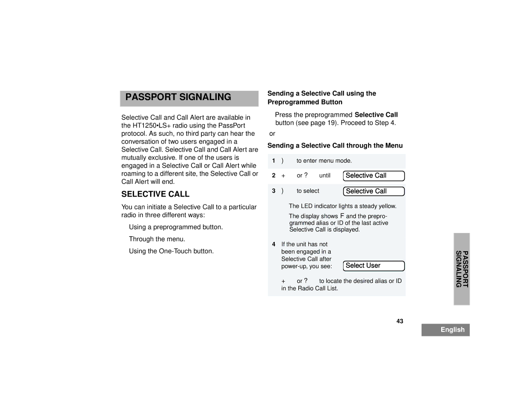 Motorola HT1250LS+ manual Passport Signaling, Selective Call 