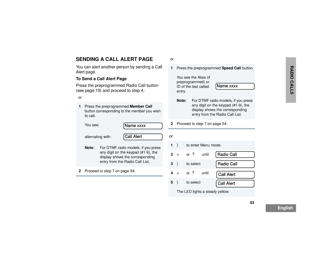 Motorola HT1250LS+ manual Sending a Call Alert, To Send a Call Alert, Name Xxxx 