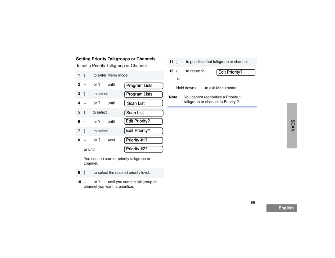 Motorola HT1250LS+ manual Setting Priority Talkgroups or Channels, Edit Priority? 