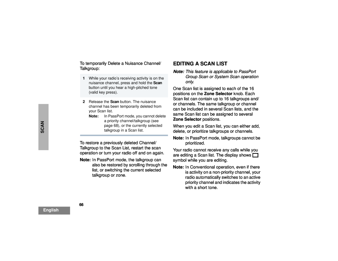 Motorola HT1250LS+ manual Editing A Scan List, English 
