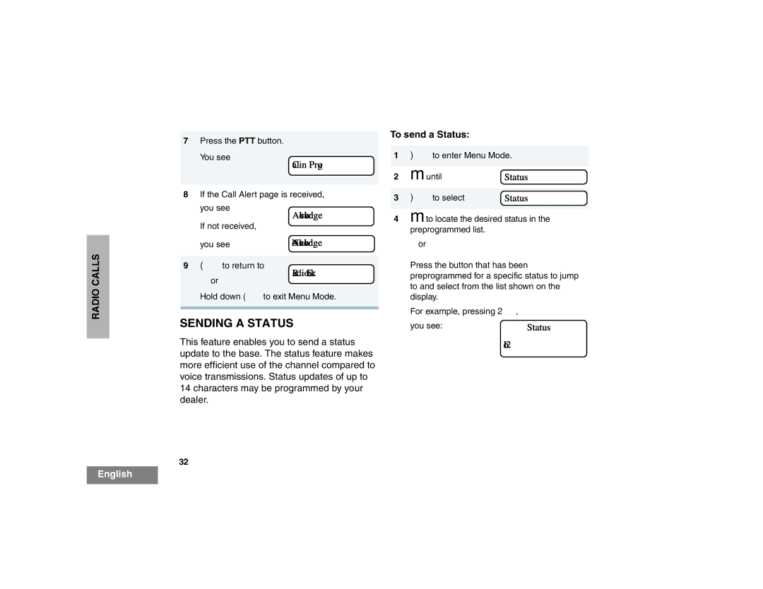 Motorola HT1550XLS manual Sending a Status, To send a Status, Loc 