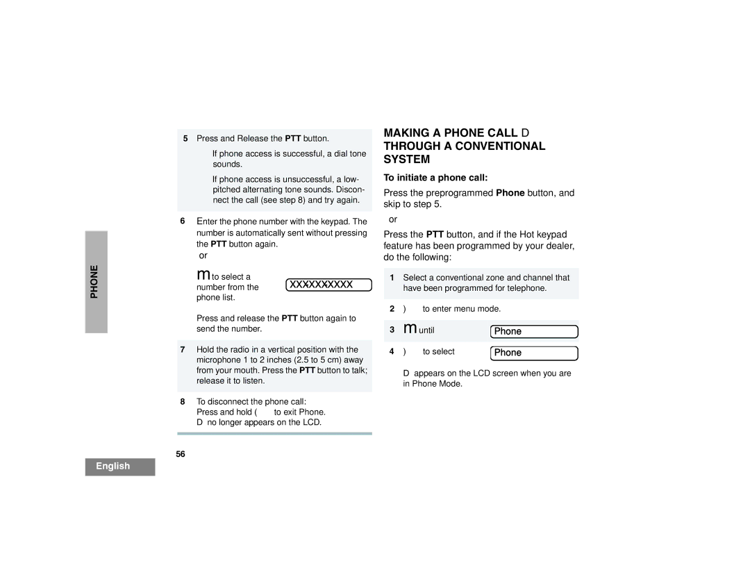 Motorola HT1550XLS manual Making a Phone Call D Through a Conventional System, To select 