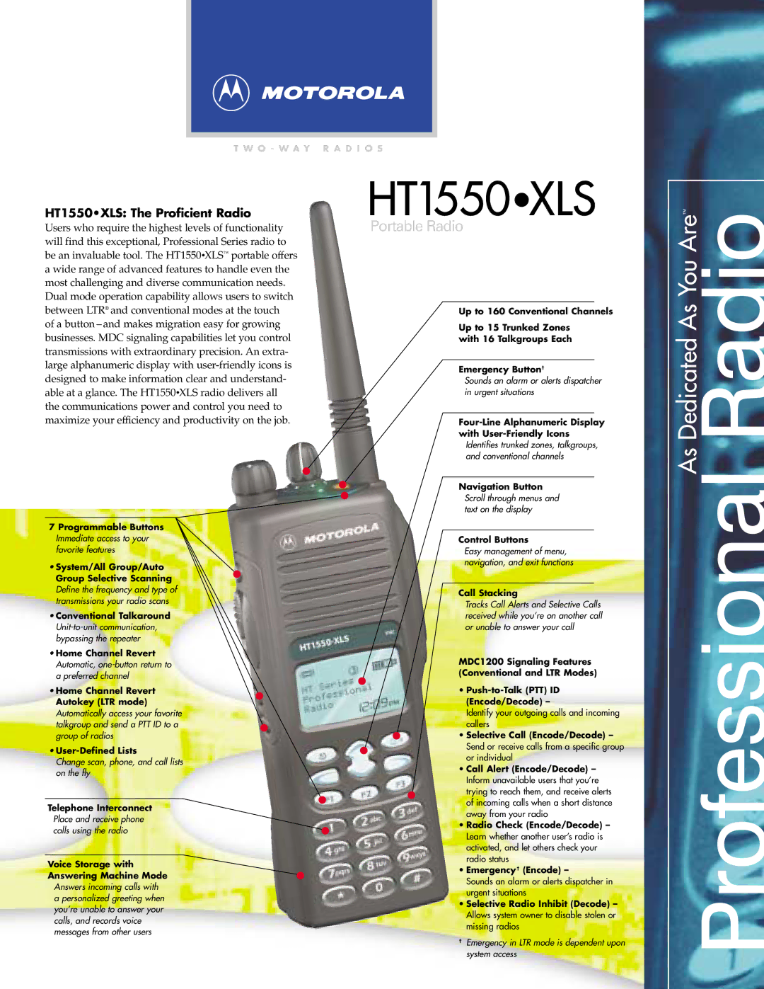 Motorola HT1550XLS manual Radio 