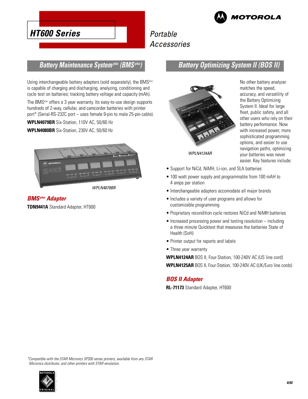 Motorola HT600 Series manual BMSplus Adapter, BOS II Adapter 