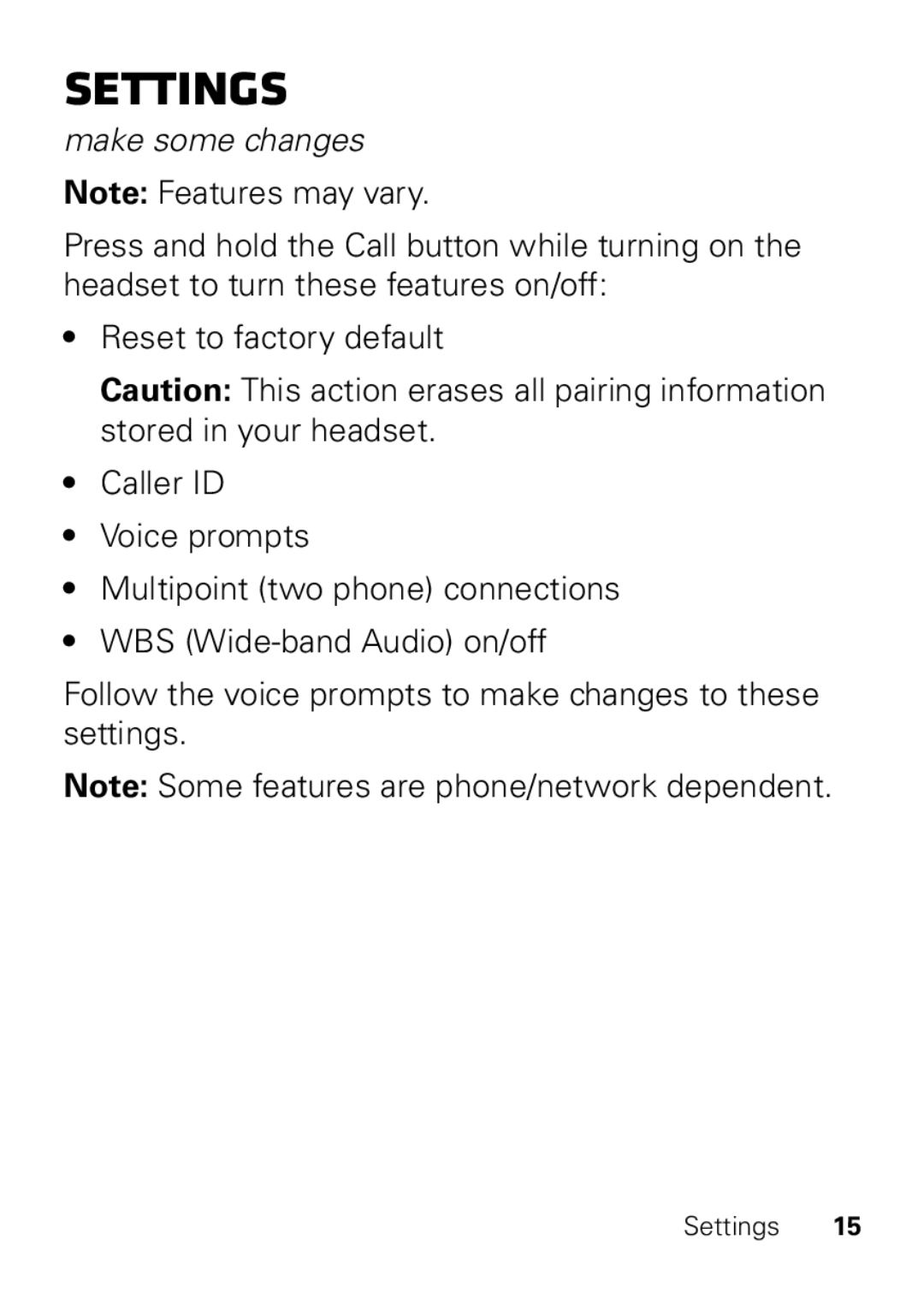 Motorola HX550 manual Settings, Make some changes 