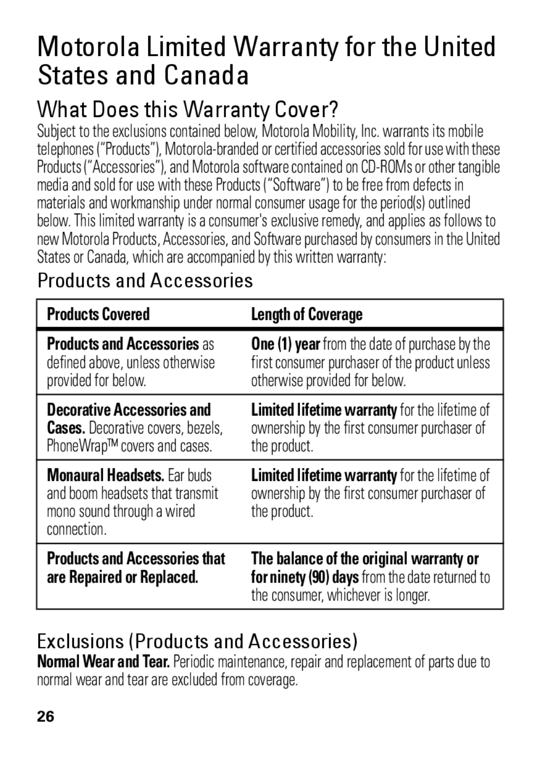 Motorola HX550 manual Motorola Limited Warranty for the United States and Canada, What Does this Warranty Cover? 