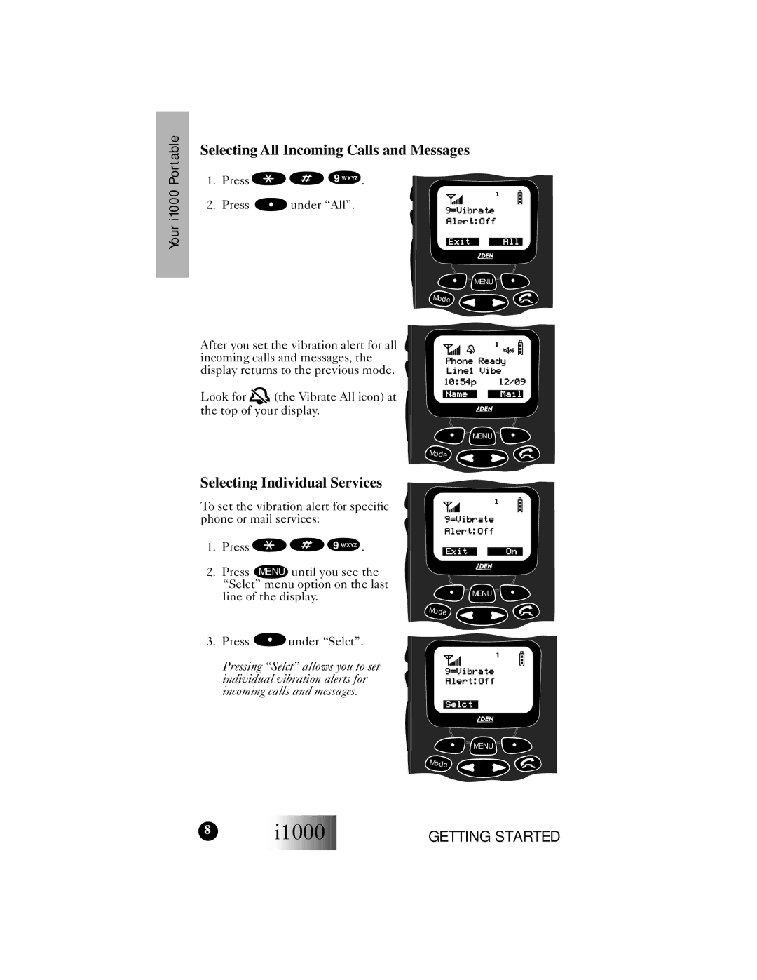 Motorola i1000 manual Selecting All Incoming Calls and Messages, Selecting Individual Services 