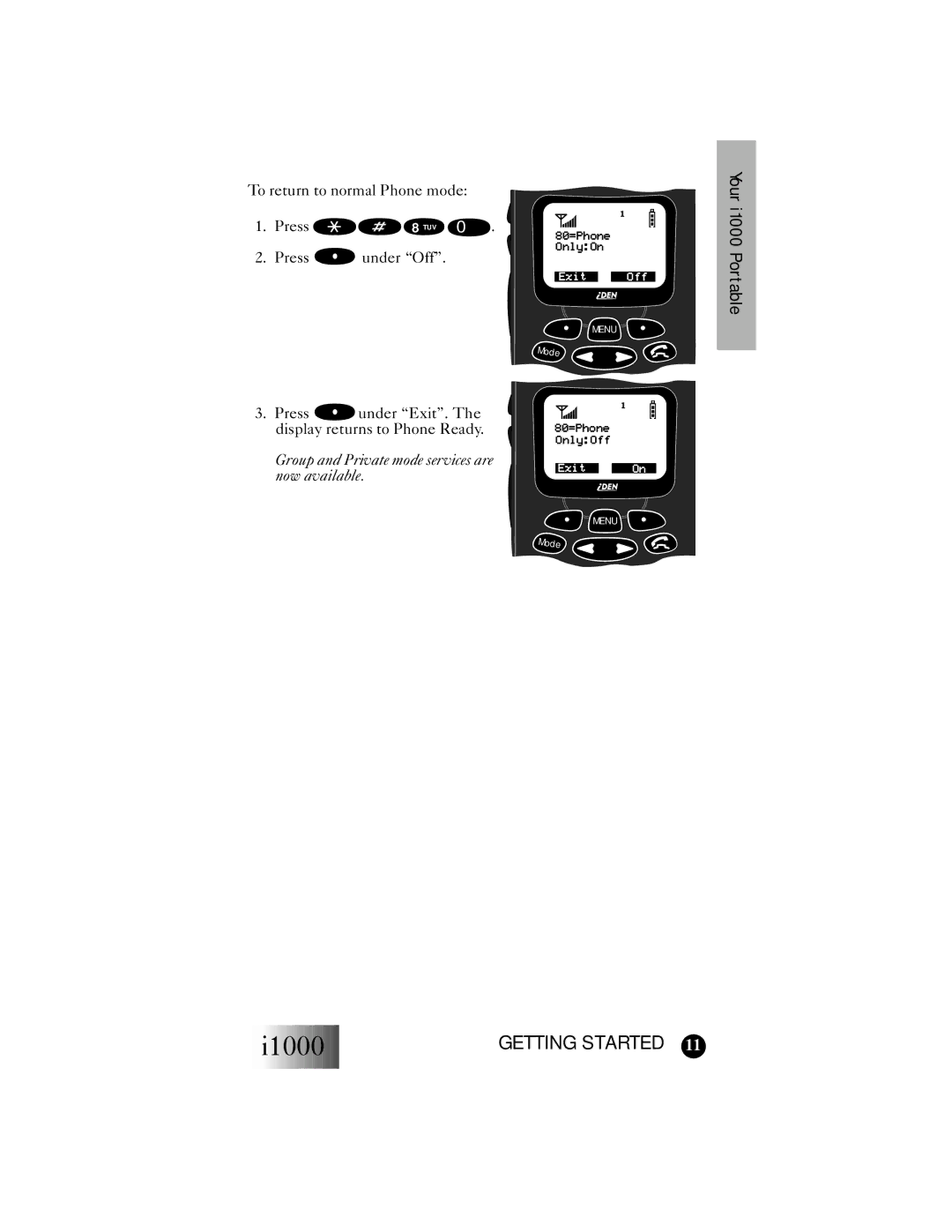 Motorola i1000 manual Group and Private mode services are now available 