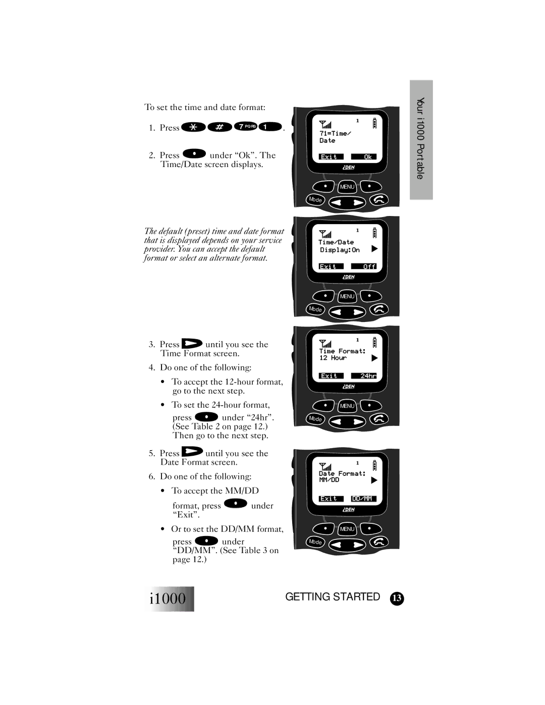 Motorola i1000 manual Getting Started 