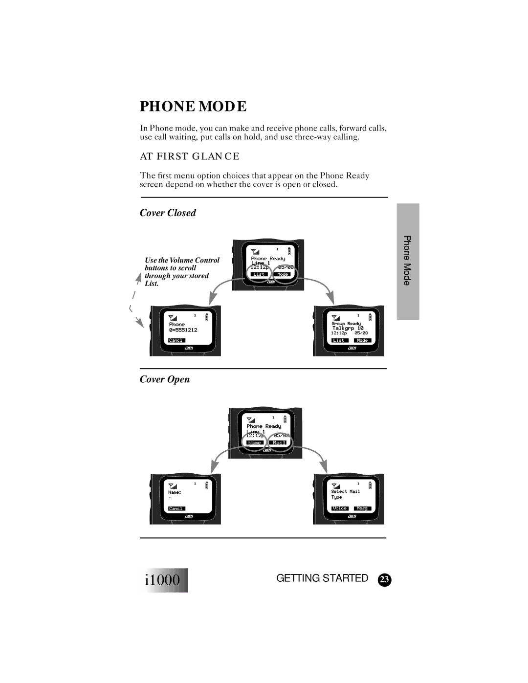 Motorola i1000 manual Phone Mode, AT First Glance 