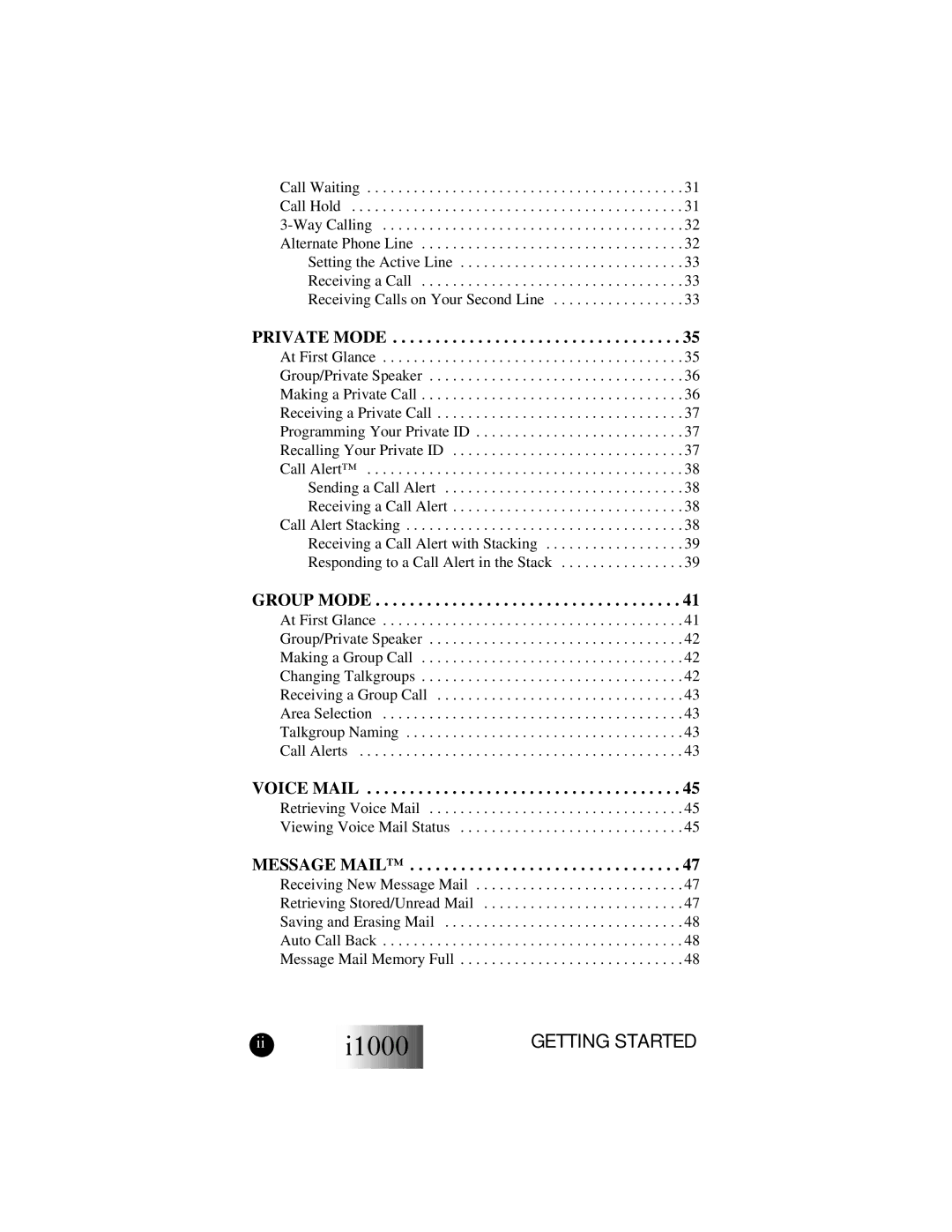 Motorola i1000 manual Voice Mail 