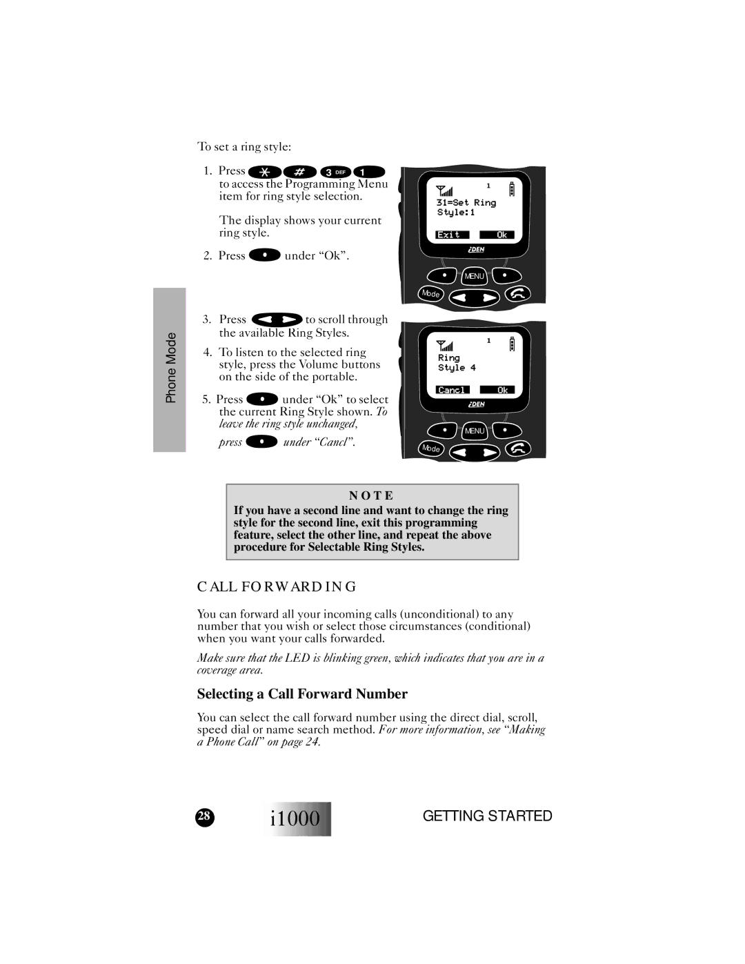 Motorola i1000 manual Call Forwarding, Selecting a Call Forward Number 