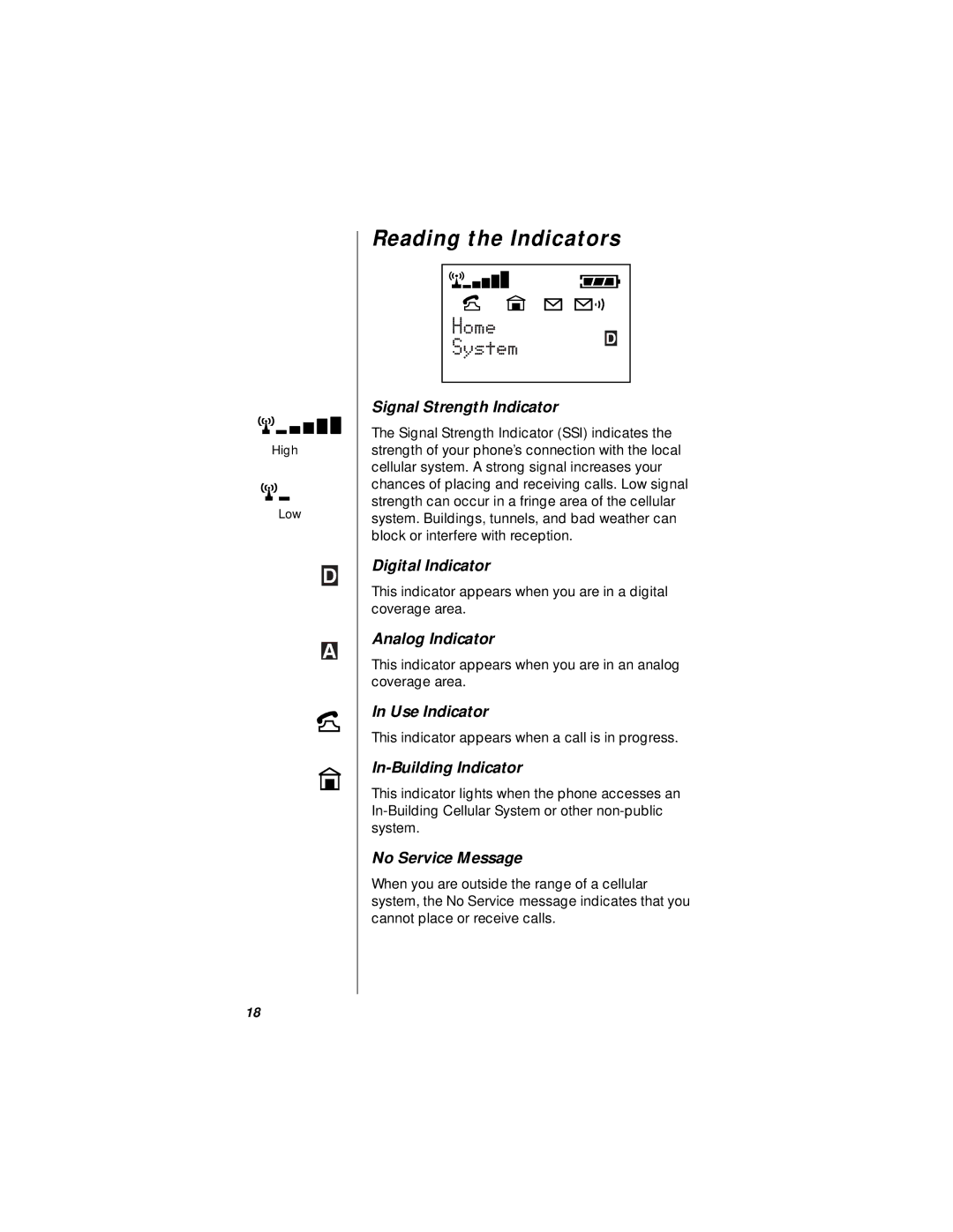 Motorola i1000plus specifications Reading the Indicators 