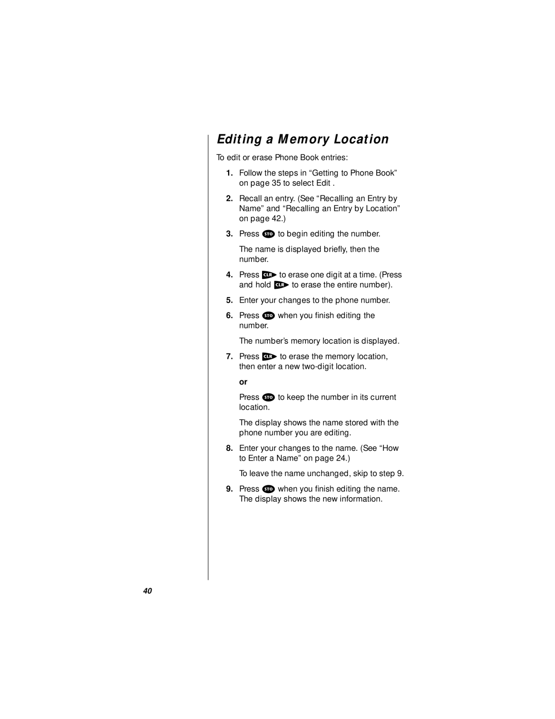 Motorola i1000plus specifications Editing a Memory Location 