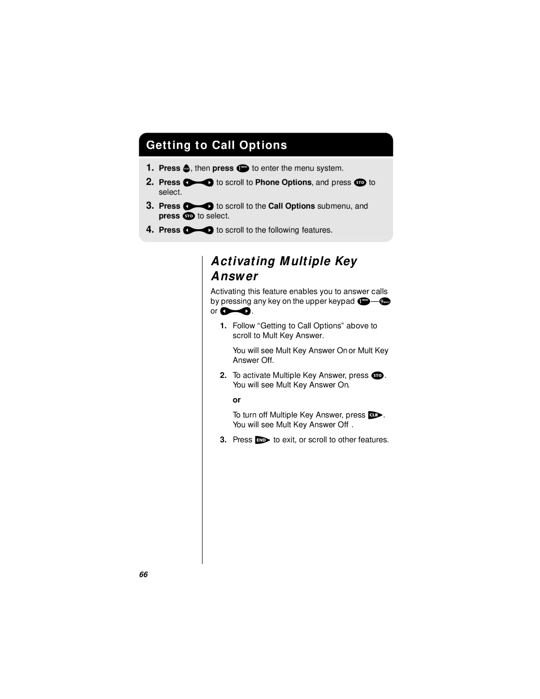 Motorola i1000plus specifications Activating Multiple Key Answer, Getting to Call Options 