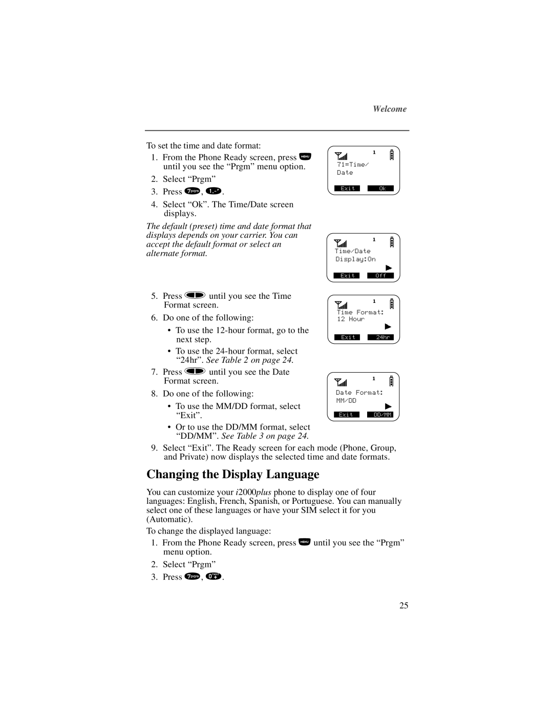 Motorola NTN9487A, I200 manual Changing the Display Language 