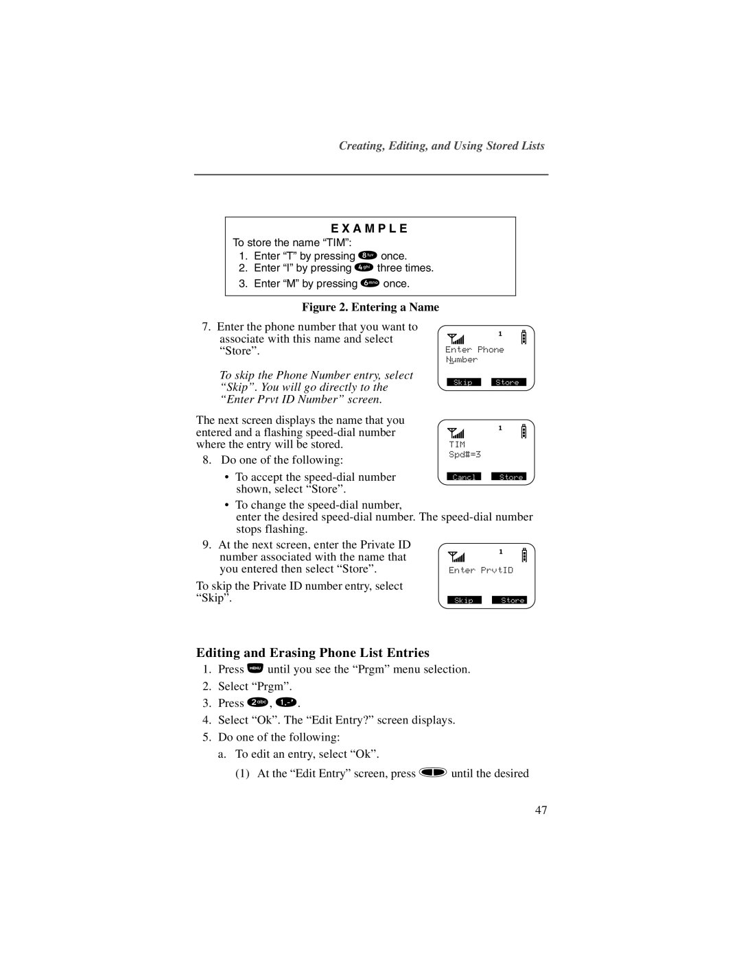 Motorola NTN9487A, I200 manual Editing and Erasing Phone List Entries, A M P L E 