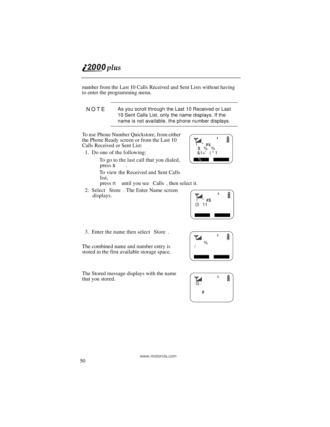 Motorola I200, NTN9487A manual To go to the last call that you dialed, press s 